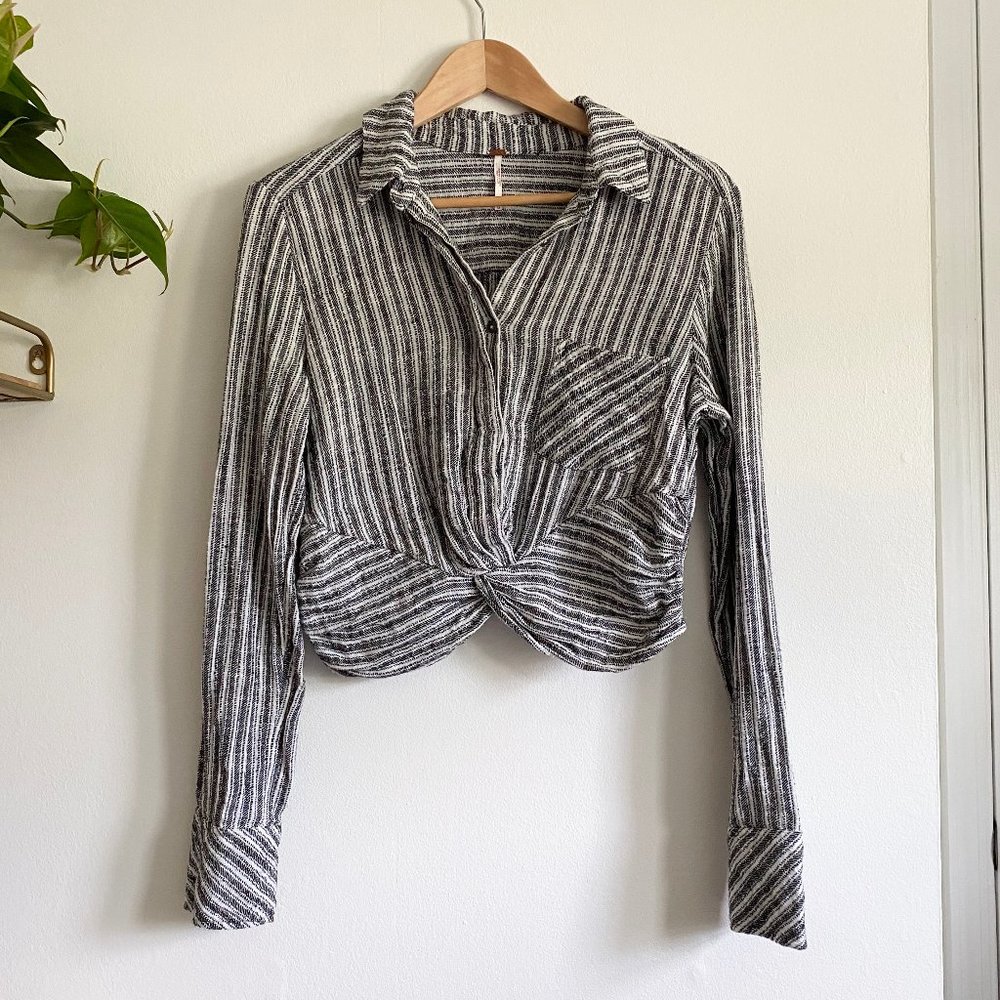 Free People Cropped Twist Button Down Shirt - Picture 4 of 9